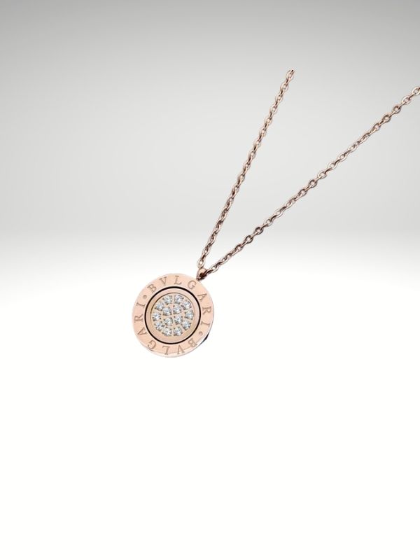 Colgante de acero 316L diseño italiano modelo medalla reversible color oro rosa
