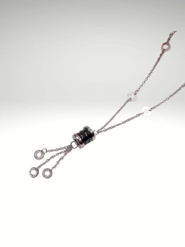 Collar Hermoso Acero 316L Largo Cilindro Negro
