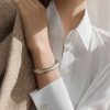 Pulsera Esencial Acero 316L Rígida Canto Color blanco