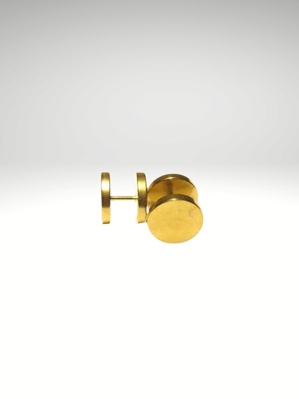 Pendientes de botón dorados hombre acero 316L