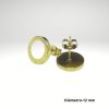 Pendiente acero oro 12 mm diseño italiano con piedra blanca.