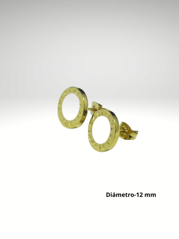 Pendientes Acero 316L Oro 12 mm piedra blanca