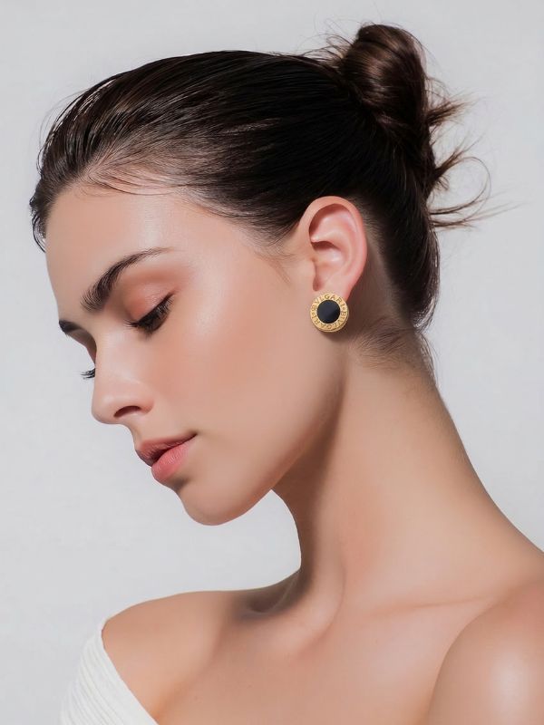Pendientes Botón Oro 10 mm Popular Minimalista hover