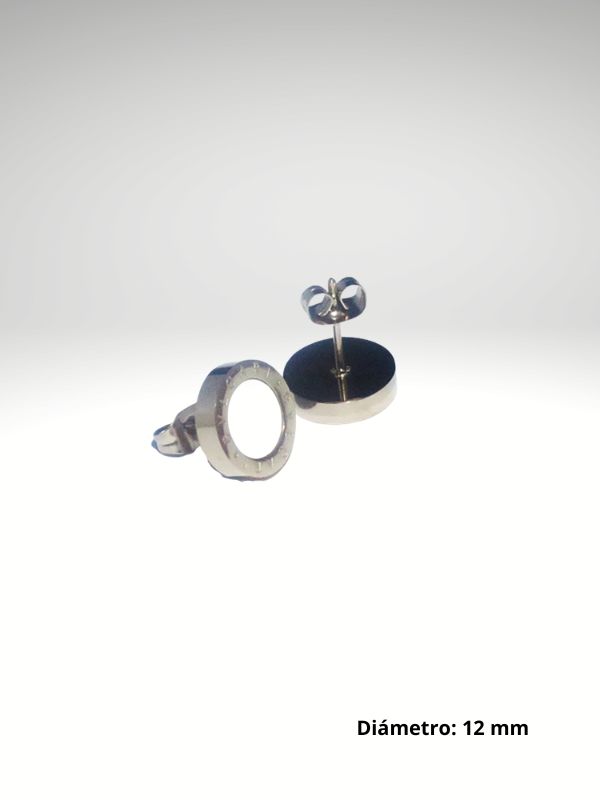 Pendiente oro rosa 12 mm diseño italiano con piedra blanca.