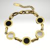 Pulsera medallas color en acero inoxidable dorado diseño italiano.
