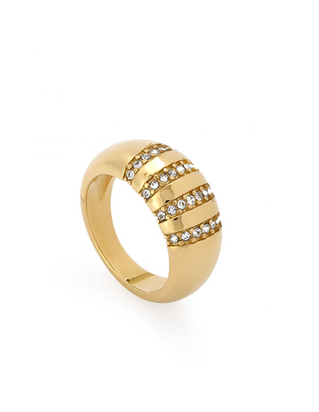 Anillo chapado oro con brillantes