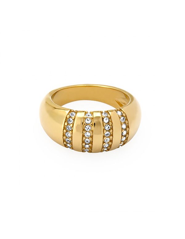 Anillo chapado oro con brillantes