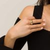 Anillo chapado oro con brillantes