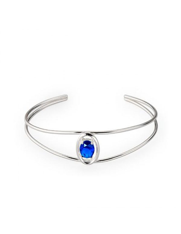 Pulsera de plata abierta piedra azul