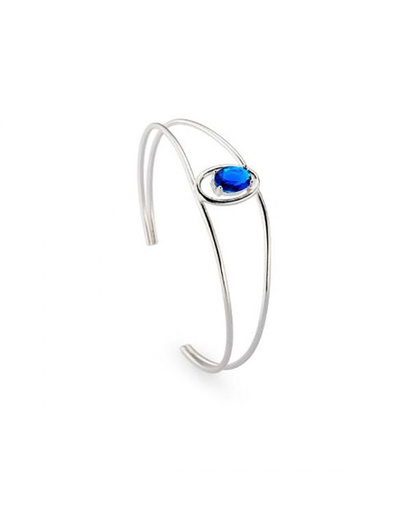Pulsera de plata abierta piedra azul