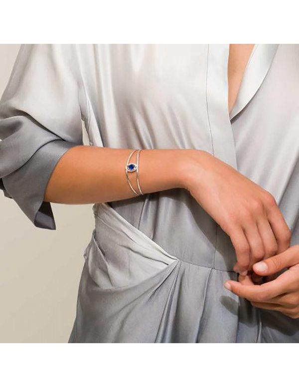 Pulsera de plata abierta piedra azul