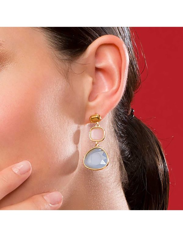 Pendientes piedras bicolor