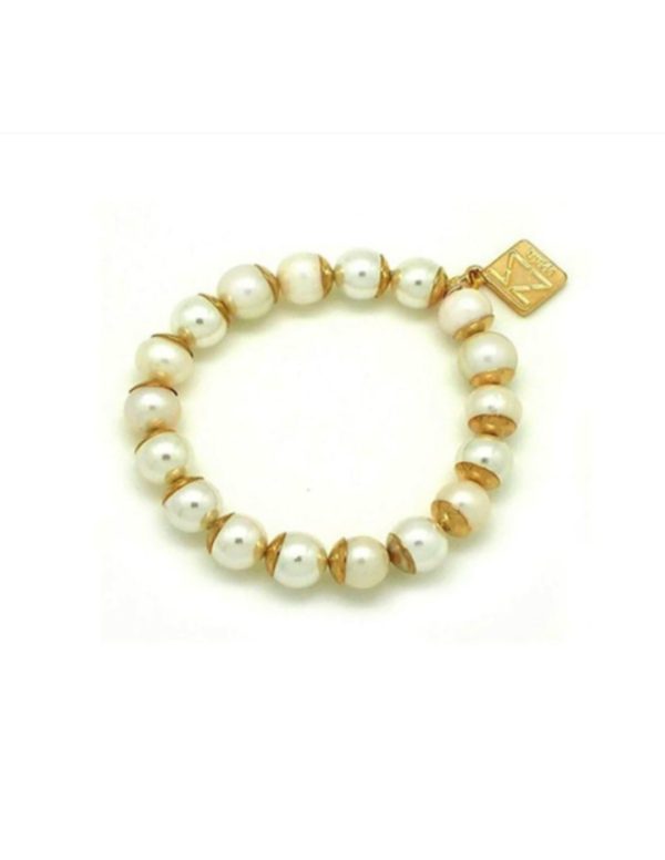Pulsera de perlas de cristal blanco