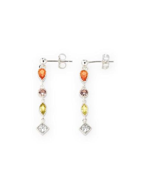 Pendientes colgantes multicolor color plata