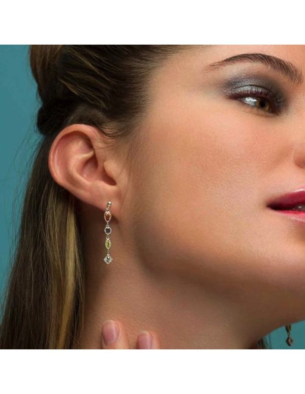 Pendientes colgantes multicolor color plata