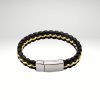 Pulsera de cuero-acero 316L trenzado con cierre de acero pulido