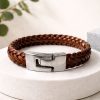 Pulsera minimalista cuero marrón oscuro estilo italiano