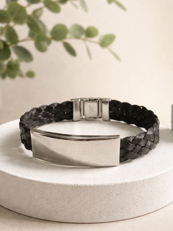 Pulse Ribbón y acero 316L ajustable de alta densidad con placa rectangular de acero inoxidable para grabado personalizado