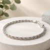Pulsera de cordón salomónica plata ley 925 de estilo unisex