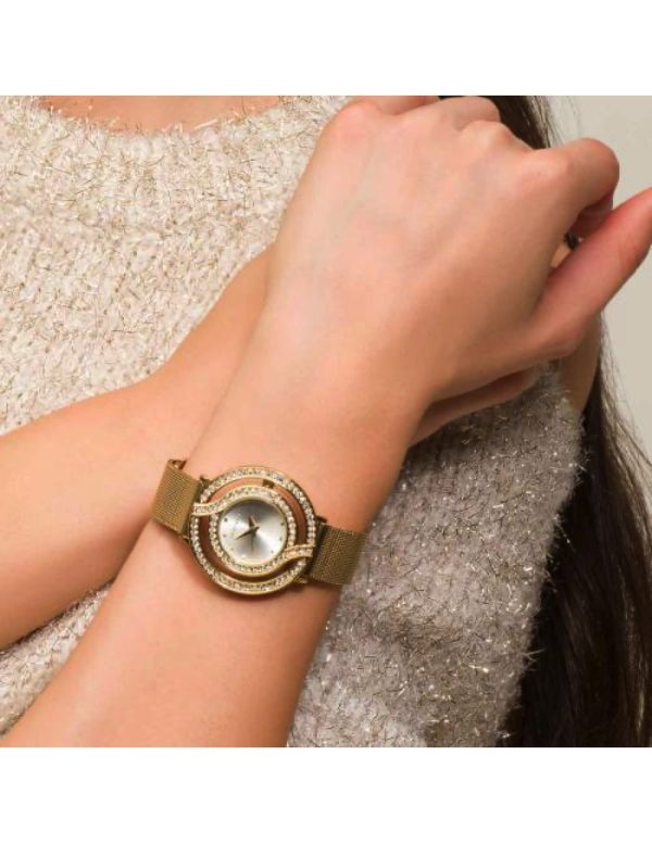 Reloj brillo dorado mujer