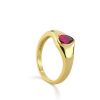 Anillo Hábil Plata 925 Circonita Roja Clavada