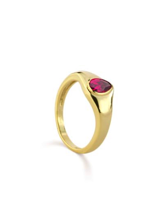 Anillo Hábil Plata 925 Circonita Roja Clavada