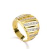 Anillo ancho de 16mm en plata de ley bañada en oro con circonitas clavadas artesanalmente.