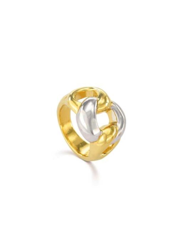 Anillo Fabuloso Bicolor Plata 925 Bañada Oro