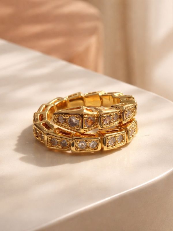 Anillo Acero dorado serpiente.