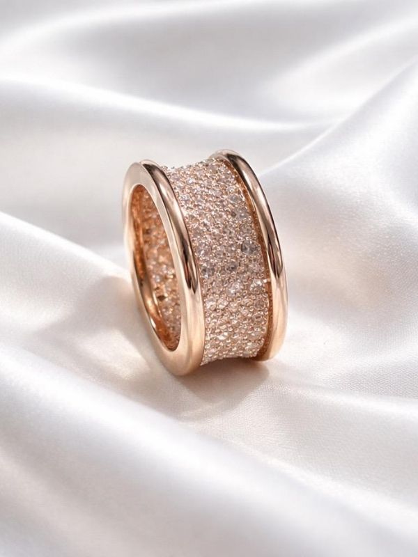 Anillo Acero rosado brillantes