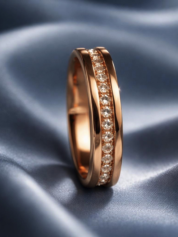 Anillo Acero fino circonitas rosado