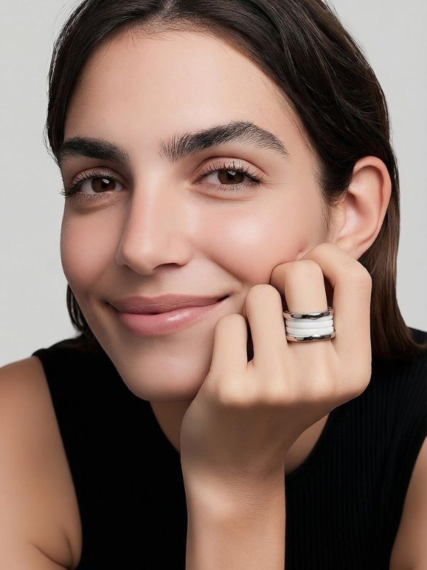 Anillo Acero 316L Cerámica Blanca Cautivador hover