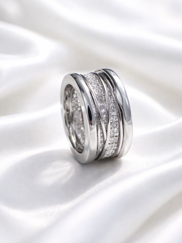 Anillo Acero 316L Destellos Ola Valor