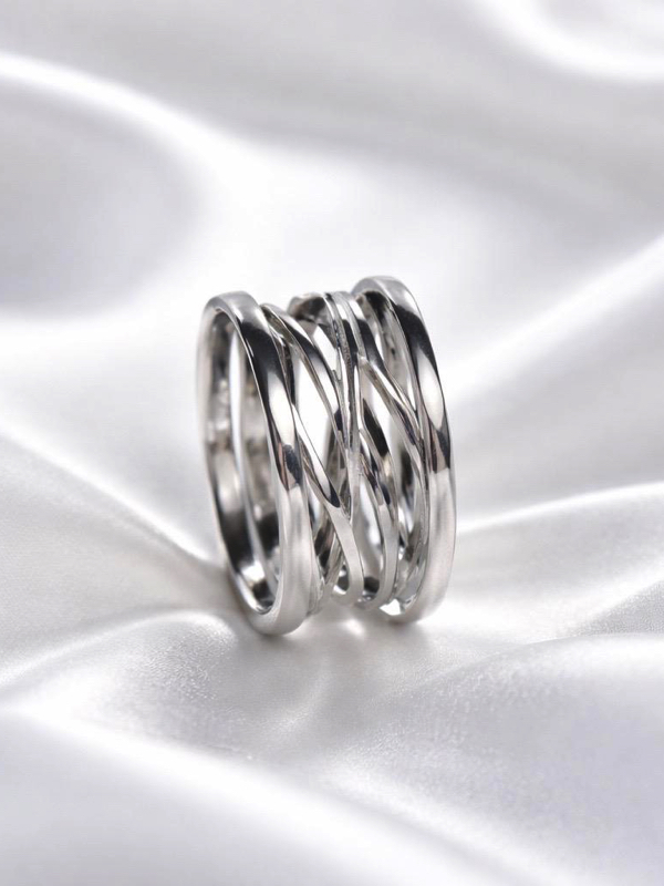 Anillo Acero 316L Entrelazado Pulido Impecable