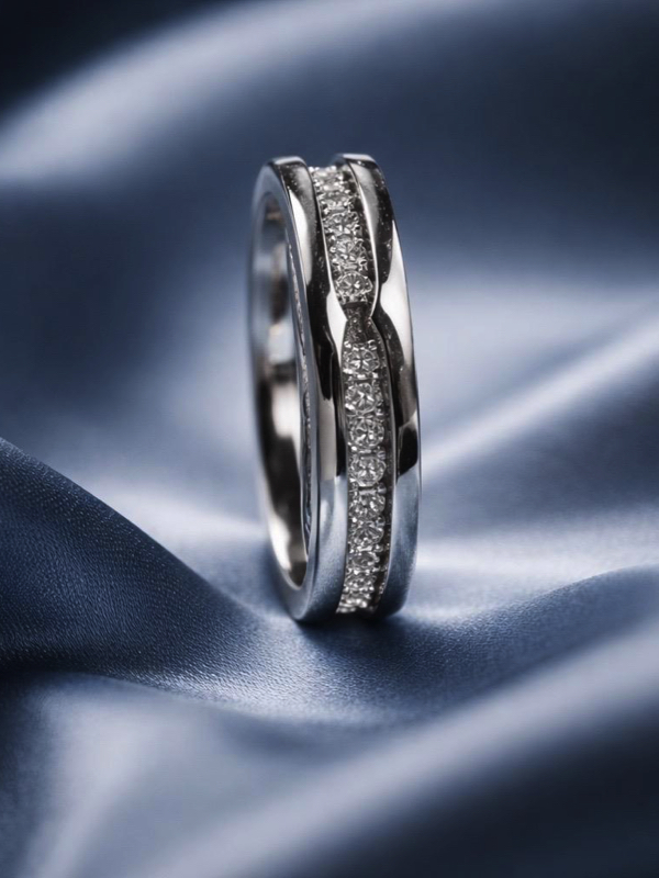 Anillo Fino Acero 316L Cristales Sublime Mujer