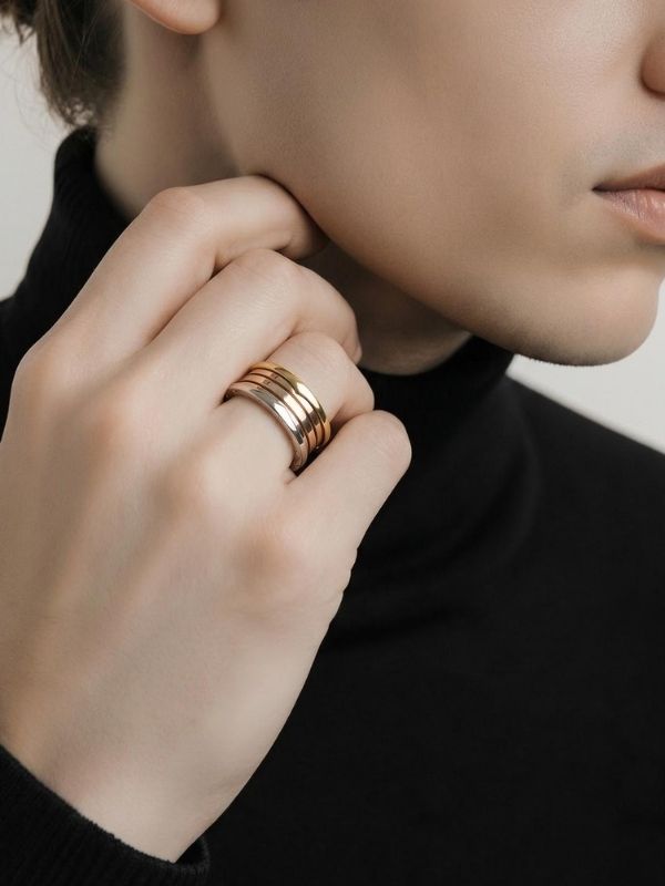 Anillo Unisex Acero 316L Tricolor Fascinante hover