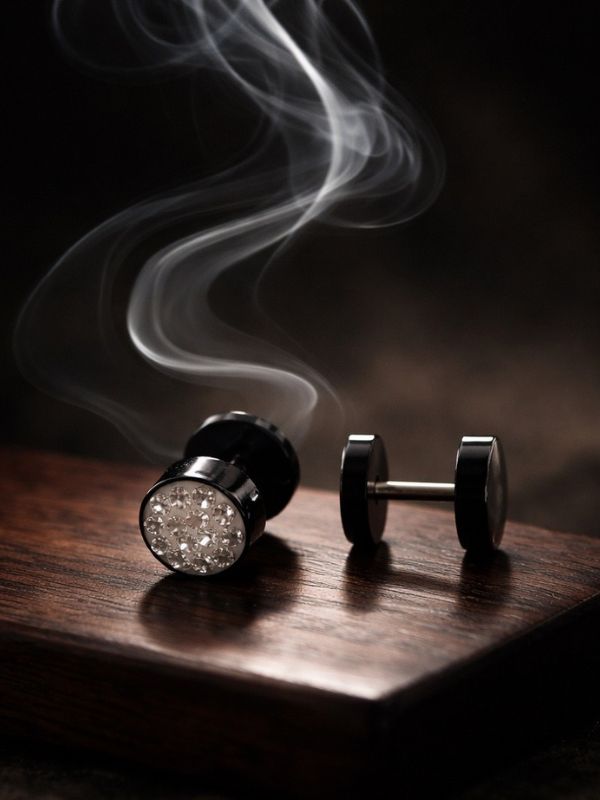 Pendientes hombre acero 316L circonitas.