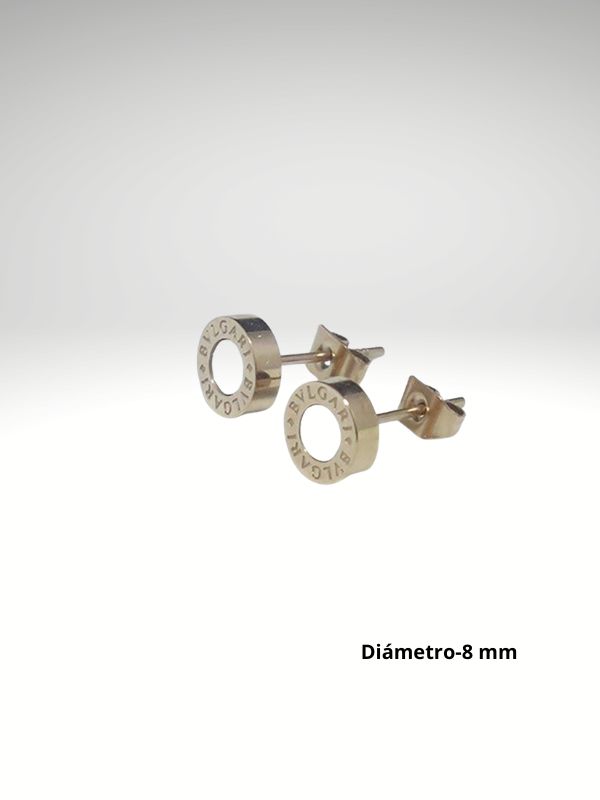 Pendiente oro rosa 8mm diseño italiano con piedra blanca.