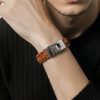 Pulsera minimalista cuero marrón estilo italiano