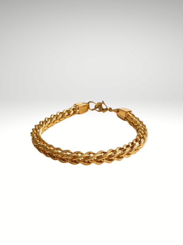 Pulsera de hombre en acero dorado inoxidable 316L cola de zorro