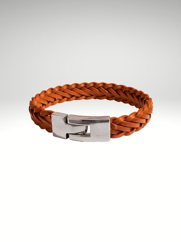 Pulsera minimalista cuero marrón estilo italiano