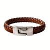 Pulsera minimalista cuero marrón oscuro estilo oblicuo hombre