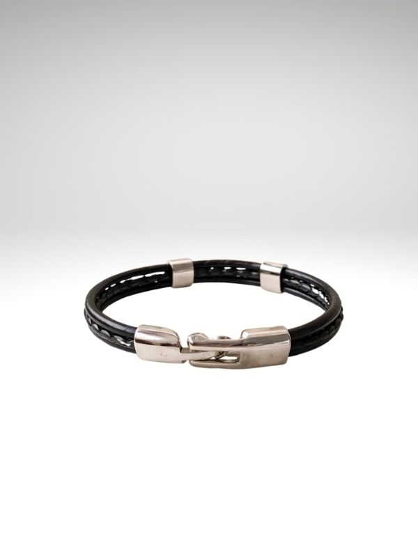 Pulsera Libertad Acero 316L Triple Cordón Cuero