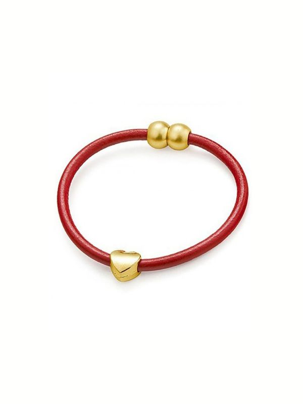 Pulsera de piel legítima de 190mm con charm de corazón en el outlet de Roma Joyería.