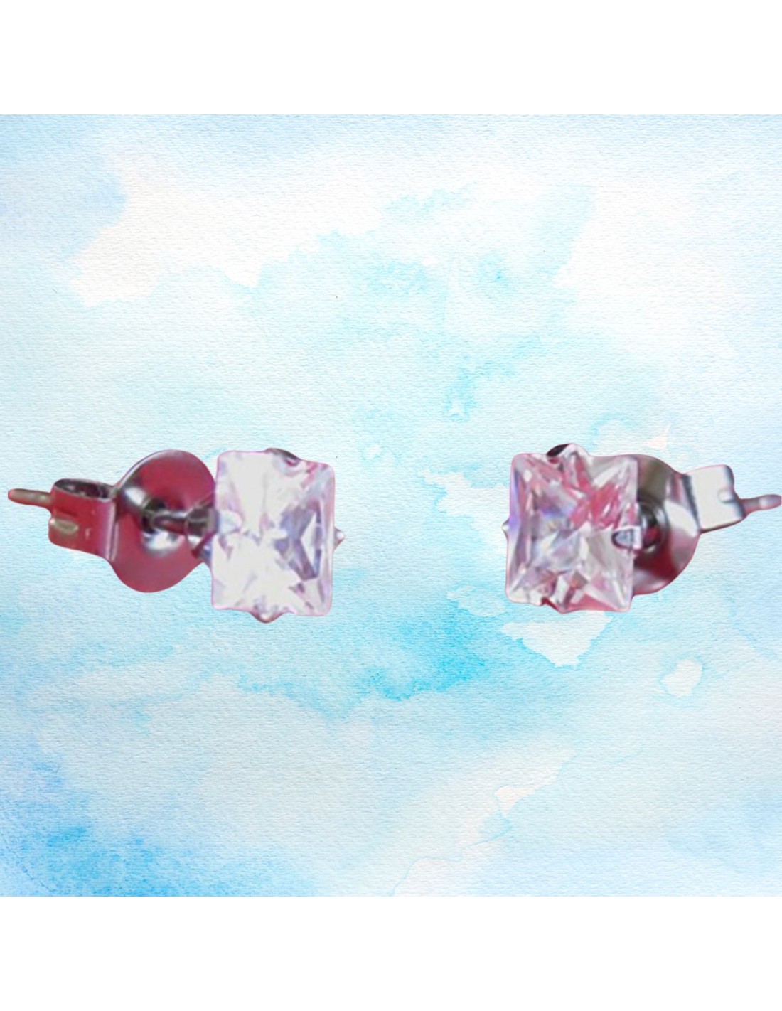 Pendientes acero y circonita unisex