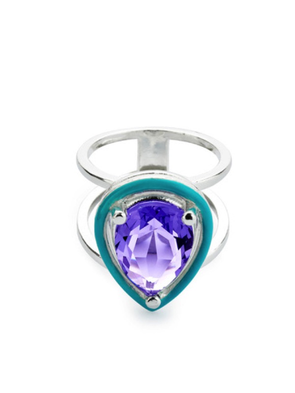 Anillo Purple & Blue de plata de ley 925 con piedra púrpura y azul de ROMA JOYERÍA.