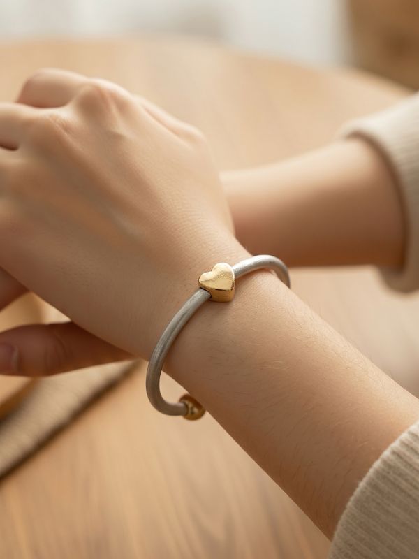 Pulsera Piel Legítima Corazón Felicidad 5 hover