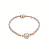 Pulsera Piel Legítima Corazón Felicidad 5 6 Pulsera de piel legítima de 190mm con charm de corazón en el outlet de Roma Joyería.