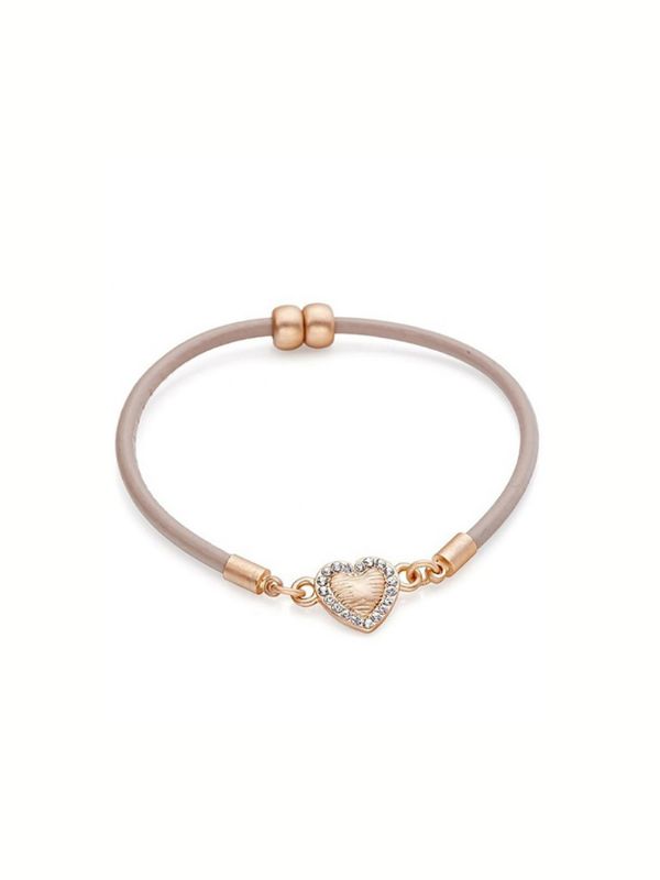 Pulsera de piel legítima de 190mm con charm de corazón en el outlet de Roma Joyería.