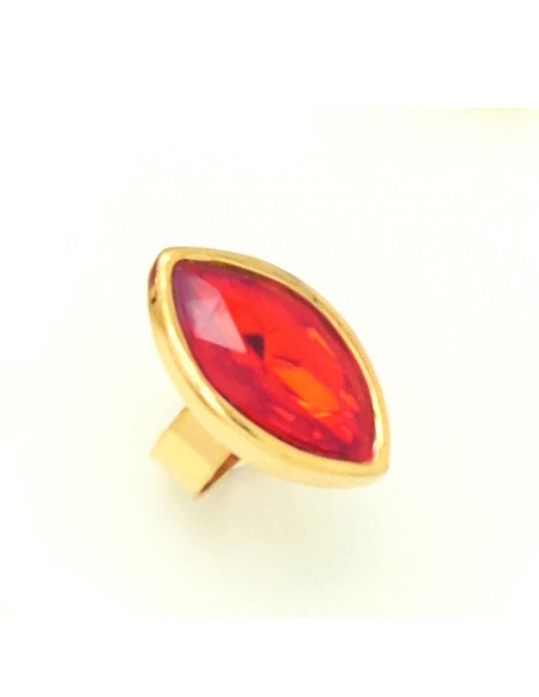 Anillo dorado cristal rojo elipse